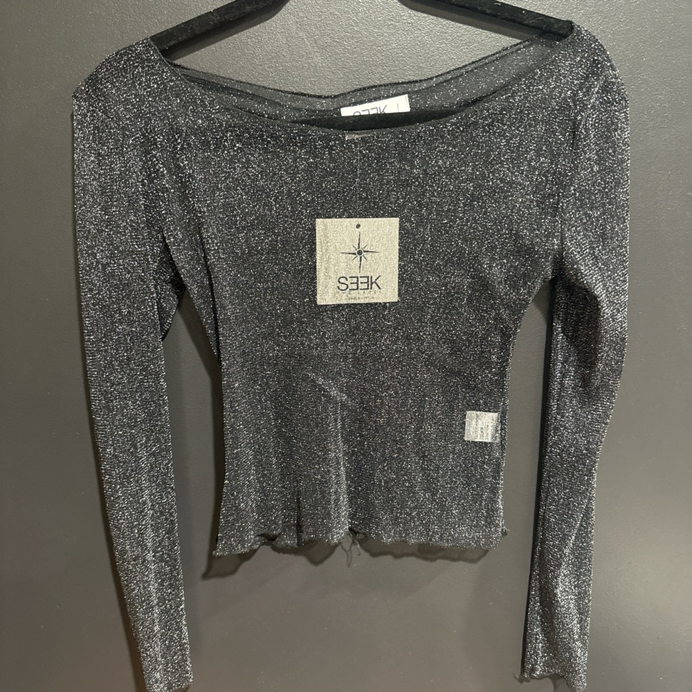 Seek the Label black and silver sparkly and sheer long sleeve top